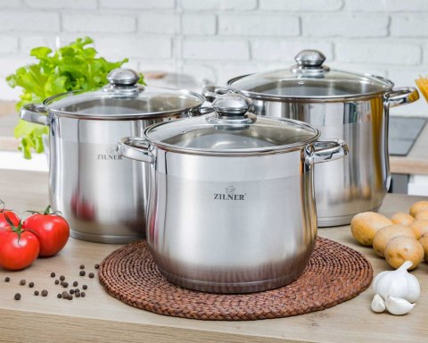 ZESTAW 3 GARNKÓW GASTRONOMICZNYCH 7 9 11L ZILNER ZL-7350