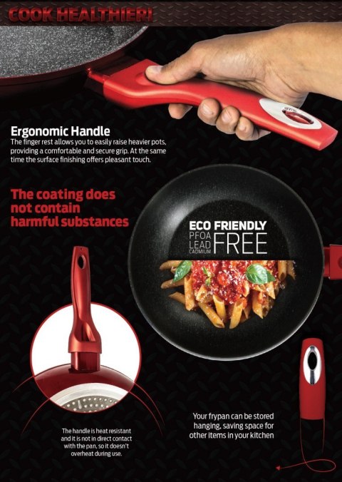 ZESTAW 3 PATELNI GRANITOWYCH 20/24/28CM BERLINGER HAUS METALLIC LINE BURGUNDY BH-1289-N