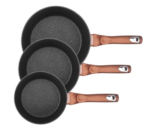 ZESTAW 3 PATELNI GRANITOWYCH 20/24/28CM BERLINGER HAUS METALLIC LINE ROSE GOLD BH-1278-N