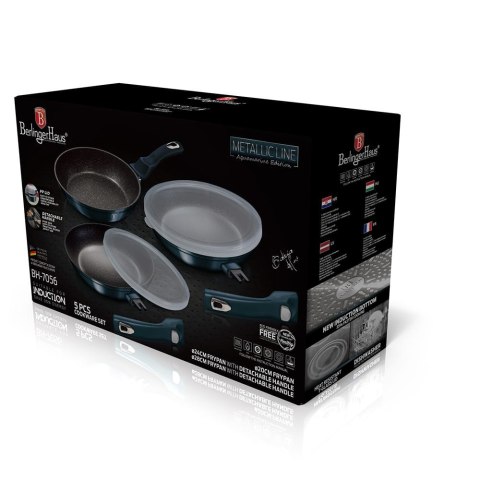 ZESTAW 3 PATELNI GRANITOWYCH 20/24/28cm BERLINGER HAUS METALLIC AQUAMARINE BH-7056