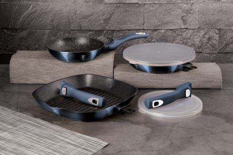 ZESTAW 3 PATELNI GRANITOWYCH BERLINGER HAUS METALLIC AQUAMARINE BH-7049