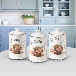 ZESTAW 3 POJEMNIKÓW CERAMICZNYCH NA KAWĘ, HERBATĘ I CUKIER MAESTRO MR-20050-03CS