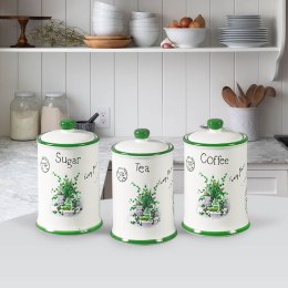 ZESTAW 3 POJEMNIKÓW CERAMICZNYCH NA KAWĘ, HERBATĘ I CUKIER MAESTRO MR-20065-03CS