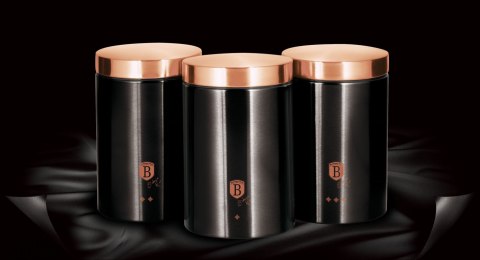 ZESTAW 3 POJEMNIKÓW KUCHENNYCH BERLINGER HAUS BLACK ROSE BH-1734