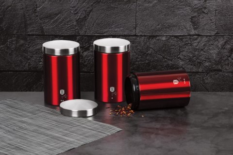 ZESTAW 3 POJEMNIKÓW KUCHENNYCH BURGUNDY METALLIC LINE BH-1343