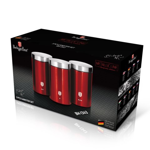 ZESTAW 3 POJEMNIKÓW KUCHENNYCH BURGUNDY METALLIC LINE BH-1343