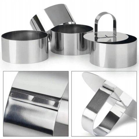 ZESTAW 4 FORM OBRĘCZY DO FORMOWANIA CIAST DESERÓW POTRAW BRUNBESTE BB-3368