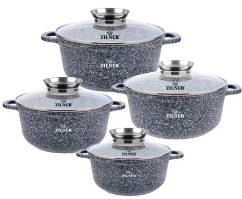 ZESTAW 4 GARNKÓW MARMUROWYCH 16 20 22 26CM ZILNER ZL-8532