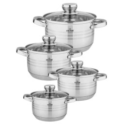 ZESTAW 4 GARNKÓW STALOWYCH 8 EL. 2.1 / 2.9 / 3.9 / 6.6L ZILNER ZL-8071