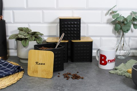 ZESTAW 4 POJEMNIKÓW KAWA HERBATA CUKIER SÓL BRUNBESTE BB-4261 (NAPISY PL)