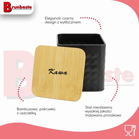 ZESTAW 4 POJEMNIKÓW KAWA HERBATA CUKIER SÓL BRUNBESTE BB-4261 (NAPISY PL)