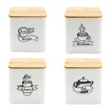 ZESTAW 4 POJEMNIKÓW KAWA HERBATA CUKIER SÓL BRUNBESTE BB-4264 (NAPISY PL)
