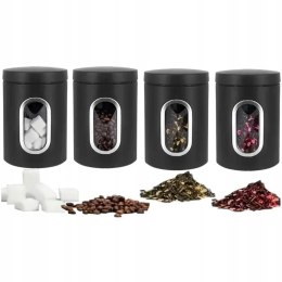 ZESTAW 4 POJEMNIKÓW NA KAWĘ, HERBATĘ, CUKIER, SÓL I INNE BRUNBESTE BB-2694