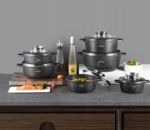 ZESTAW 6 GARNKÓW MARMUROWYCH 16 / 20 / 20 / 22 / 24 / 28cm ZILNER ZL-8526