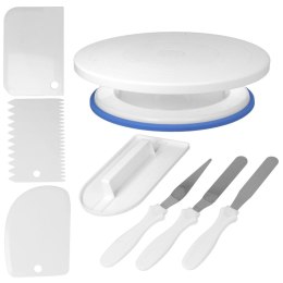 ZESTAW AKCESORIÓW DO DEKOROWANIA CIAST 8 ELE. PATERA OBROTOWA SZPATUŁY.BRUNBESTE BB-2903