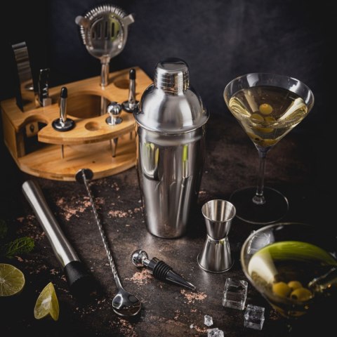 ZESTAW BARMAŃSKI DO DRINKÓW KOKTAJLI 12-ELE SHAKER SREBRNY KLAUSBERG KB-7655