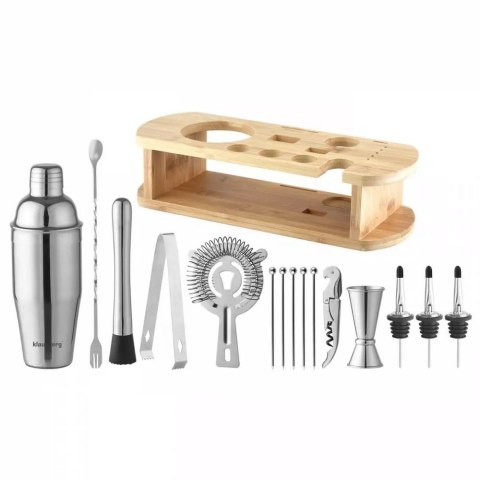 ZESTAW BAROWY 16 ELEMENTÓW SHAKER KLAUSBERG KB-7582 SREBRNY