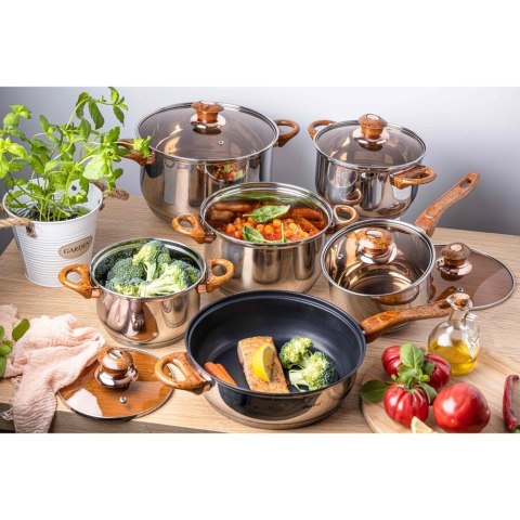 ZESTAW GARNKÓW STALOWYCH 12 EL. KINGHOFF KH-1768 ROSEGOLD