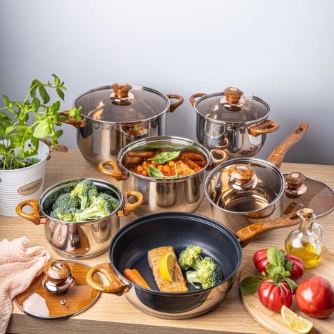 ZESTAW GARNKÓW STALOWYCH 12 EL. KINGHOFF KH-1768 ROSEGOLD