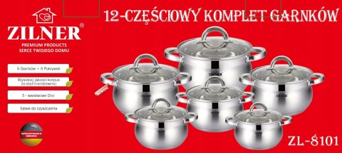 ZESTAW GARNKÓW STALOWYCH 12 ELE ZILNER ZL-8101