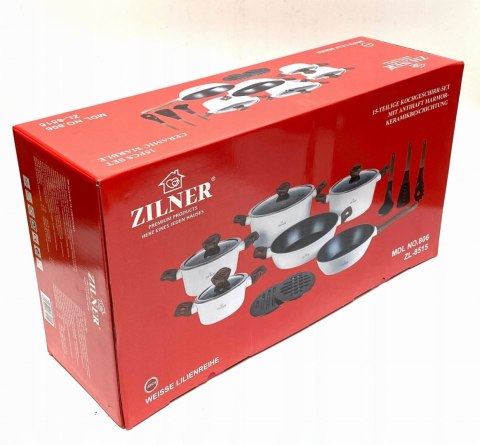 ZESTAW GARNKÓW Z POWŁOKĄ GRANITOWĄ 15 EL. ZILNER WHITE LILLY ZL-8515