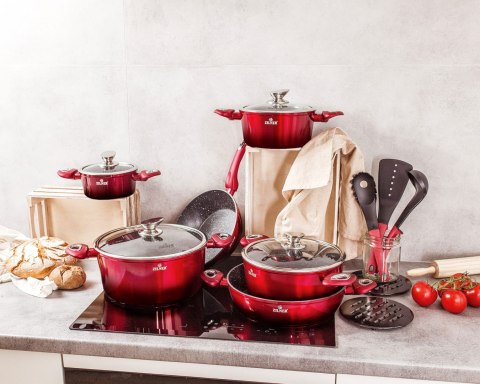 ZESTAW GARNKÓW Z POWŁOKĄ MARMUROWĄ 21 EL. ZILNER BURGUNDY ZL-8541