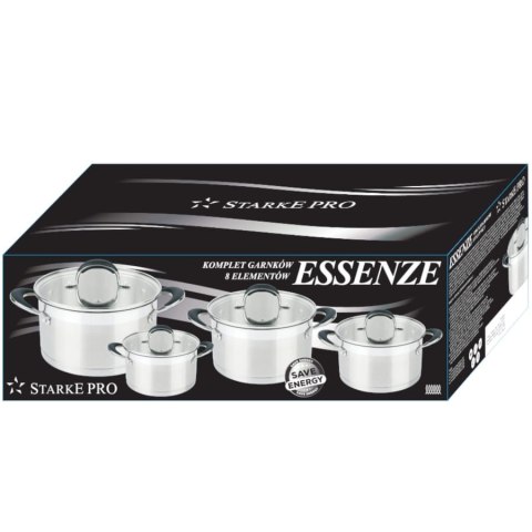 ZESTAW GARNKÓW ZE STALI NIERDZEWNEJ 18/10 8-ele ESSENZE STARKE PRO