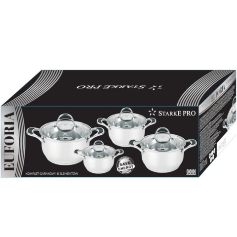 ZESTAW GARNKÓW ZE STALI NIERDZEWNEJ 18/10 8-ele EUFORIA STARKE PRO