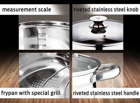 ZESTAW GARNKÓW ZE STALI NIERDZEWNEJ 6 EL. BLAUMANN GOURMET LINE BL-3174