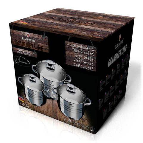 ZESTAW GARNKÓW ZE STALI NIERDZEWNEJ 6 EL. BLAUMANN GOURMET LINE BL-3174