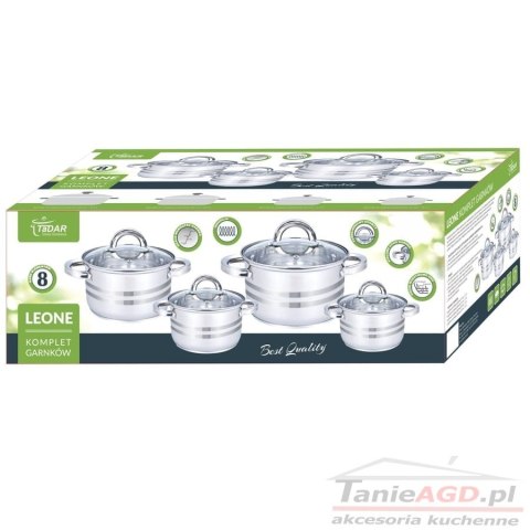 ZESTAW GARNKÓW ZE STALI NIERDZEWNEJ 8-ele LEONE TADAR