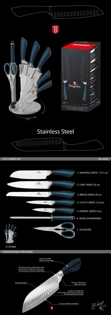 ZESTAW NOŻY 8 ELE. BERLINGER HAUS INFINITY AQUAMARINE BH-2415