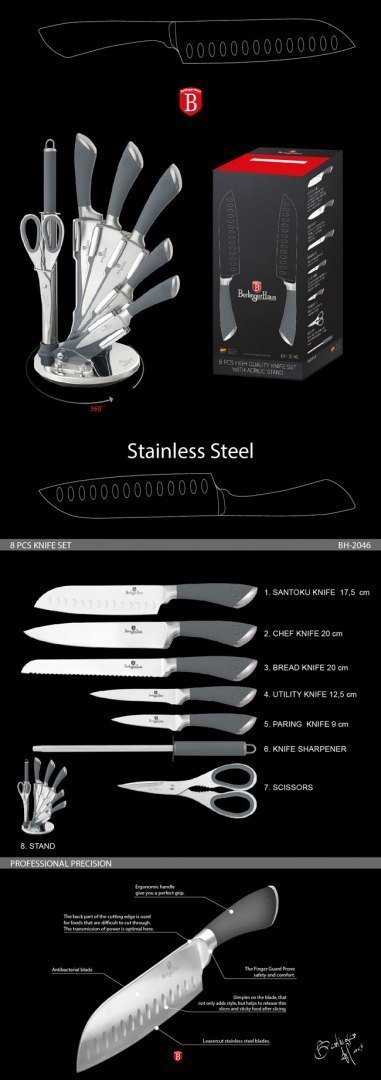 ZESTAW NOŻY 8 ELE. BERLINGER HAUS INFINITY GRAY BH-2046