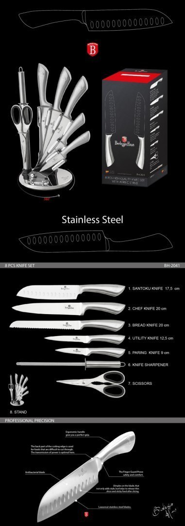 ZESTAW NOŻY 8 ELE. BERLINGER HAUS INFINITY SILVER BH-2041