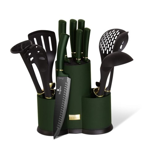 ZESTAW NOŻY I PRZYBORÓW KUCHENNYCH 12 EL. BERLINGER HAUS EMERALD BH-6250