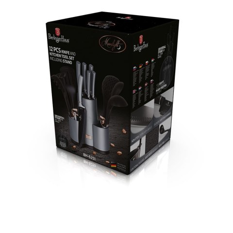 ZESTAW NOŻY I PRZYBORÓW KUCHENNYCH 12 EL. BERLINGER HAUS MOONLIGHT BH-6251