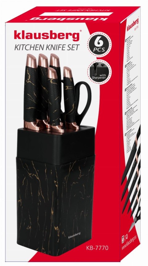 ZESTAW NOŻY KUCHENNYCH W BLOKU 6 EL. KLAUSBERG KB-7770