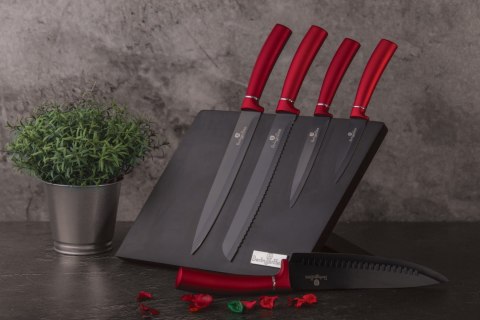 ZESTAW NOŻY NA STOJAKU MAGNETYCZNYM 6 EL. BERLINGER HAUS BURGUNDY BH-2519