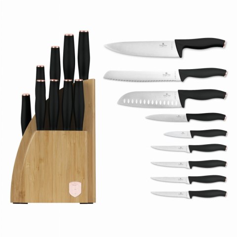 ZESTAW NOŻY W BLOKU BAMBUSOWYM 10-ELE BERLINGER HAUS BLACK ROSE BH-2760