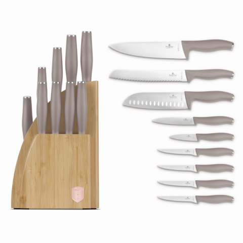 ZESTAW NOŻY W BLOKU BAMBUSOWYM 10-ELE BERLINGER HAUS TAUPE BH-3122