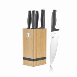 ZESTAW NOŻY W BLOKU BAMBUSOWYM 6-ELE BERLINGER HAUS ANTRACIT BH-2968