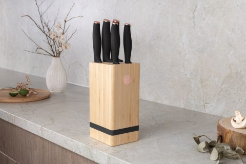 ZESTAW NOŻY W BLOKU BAMBUSOWYM 6-ELE BERLINGER HAUS BLACK ROSE BH-2970
