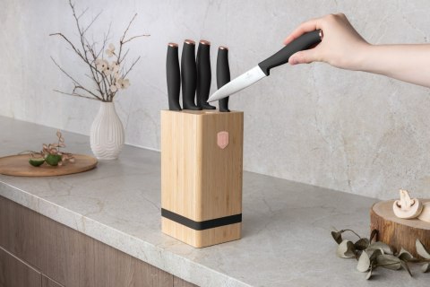 ZESTAW NOŻY W BLOKU BAMBUSOWYM 6-ELE BERLINGER HAUS BLACK ROSE BH-2970
