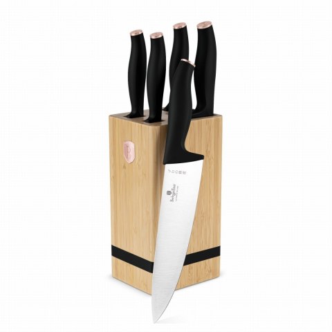 ZESTAW NOŻY W BLOKU BAMBUSOWYM 6-ELE BERLINGER HAUS BLACK ROSE BH-2970