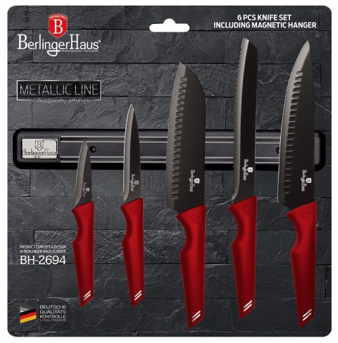 ZESTAW NOŻY Z LISTWĄ MAGNETYCZNĄ 6 ELE. BERLINGER HAUS BURGUNDY BH-2694