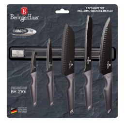 ZESTAW NOŻY Z LISTWĄ MAGNETYCZNĄ 6-ELE BERLINGER HAUS CARBON PRO BH-2701