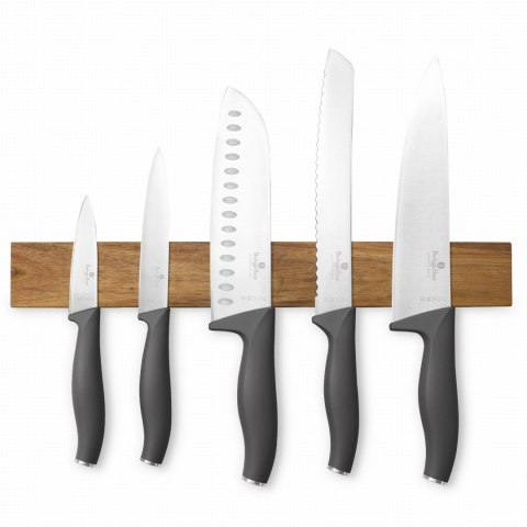 ZESTAW NOŻY Z LISTWĄ MAGNETYCZNĄ 6 ELEMENTÓW BERLINGER HAUS ANTRACIT BH-2940