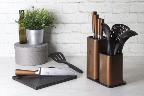 ZESTAW NOŻY Z PRZYBORAMI KUCHENNYMI I DESKĄ DO KROJENIA 12-ele BERLINGER HAUS ROSEGOLD BH-2446