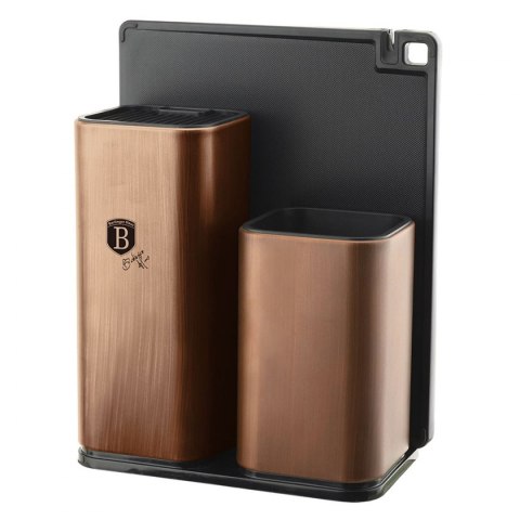 ZESTAW NOŻY Z PRZYBORAMI KUCHENNYMI I DESKĄ DO KROJENIA 12-ele BERLINGER HAUS ROSEGOLD BH-2446