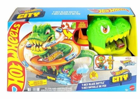 Hot Wheels City Zakręcony tor Remiza T-Rexa